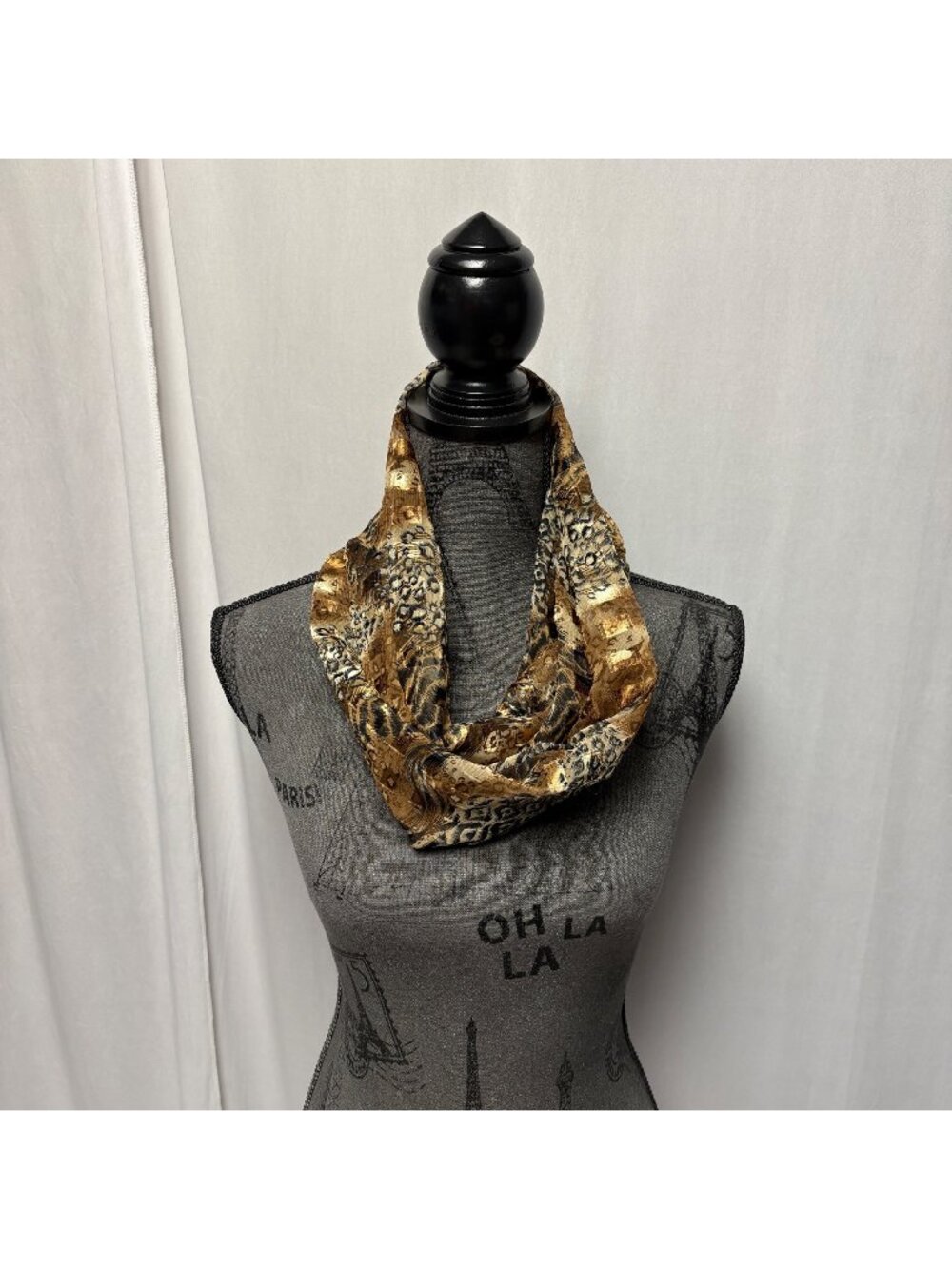 Animal Print Infinity Scarf Lightweight Silky Brown Black Fashion Accessory